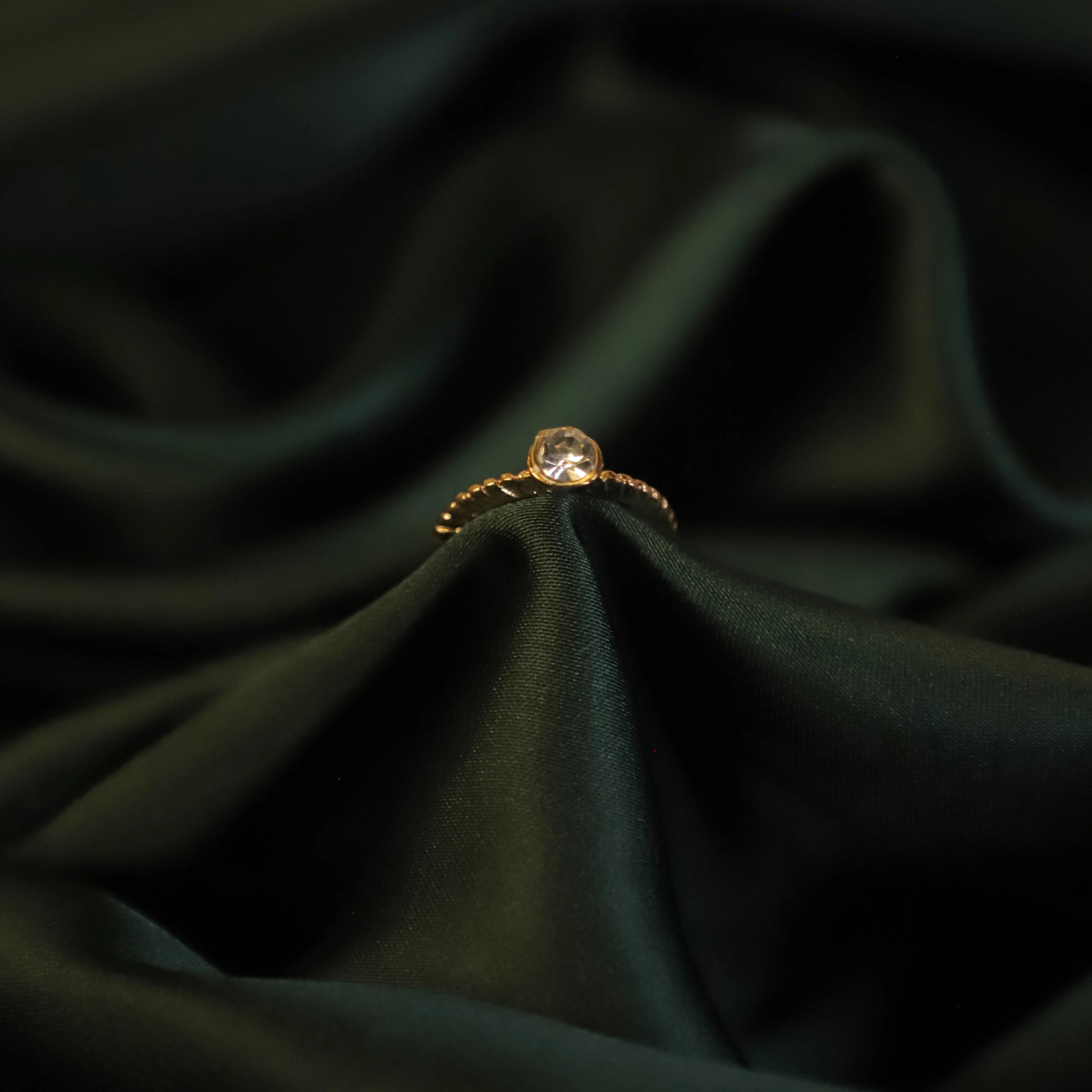 Round CZ Halo Stainless Steel Ring