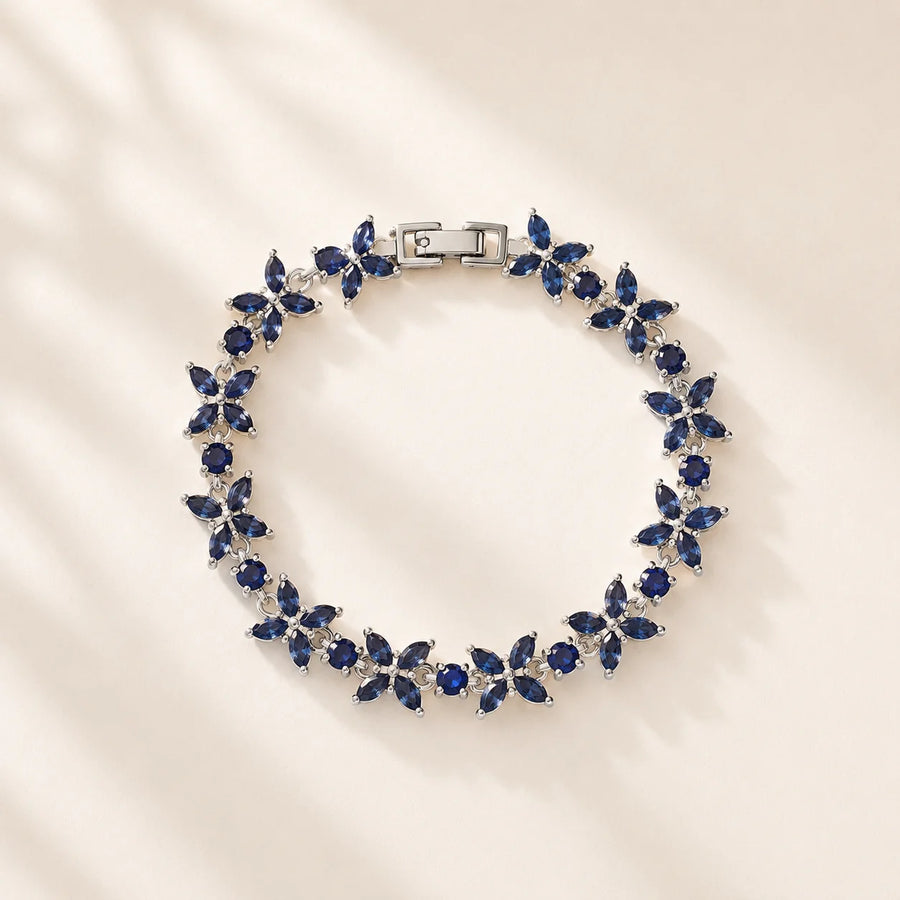 Blue Floral Gemstone Bracelet