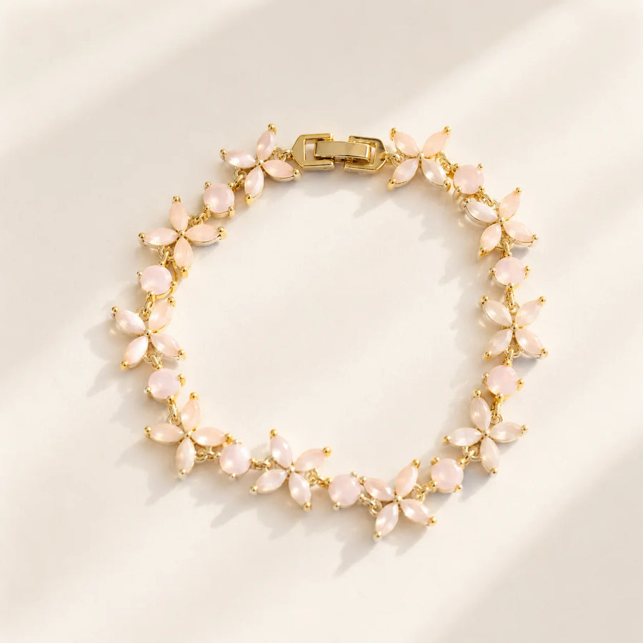Pink Floral Gemstone Bracelet