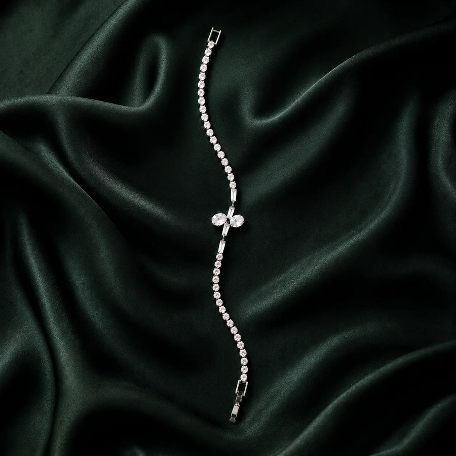 Silver Crystal Bow Bracelet