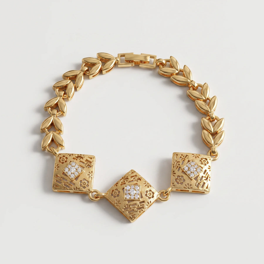 Triple Diamond Gold Bracelet