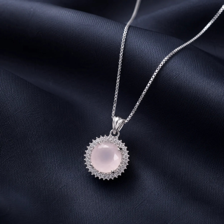 Pink Sunburst Pendant Necklace