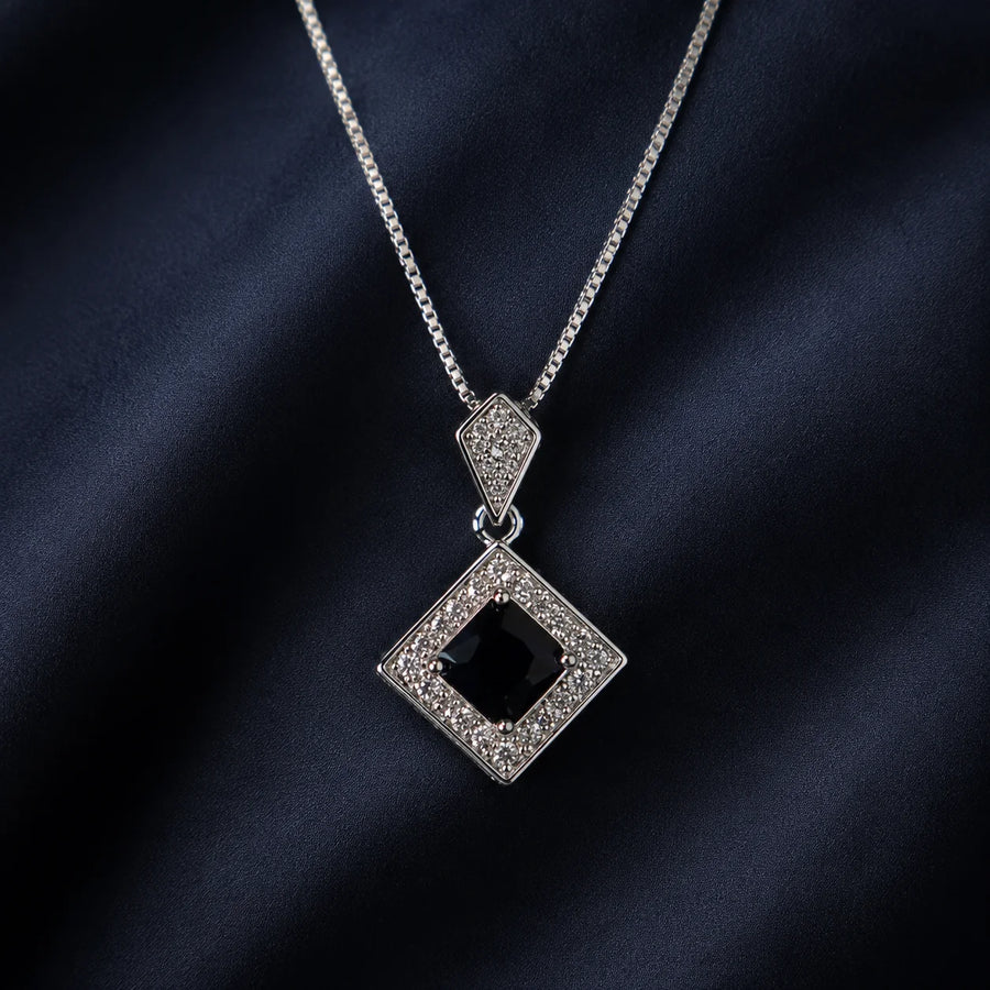 Black Square Crystal Necklace