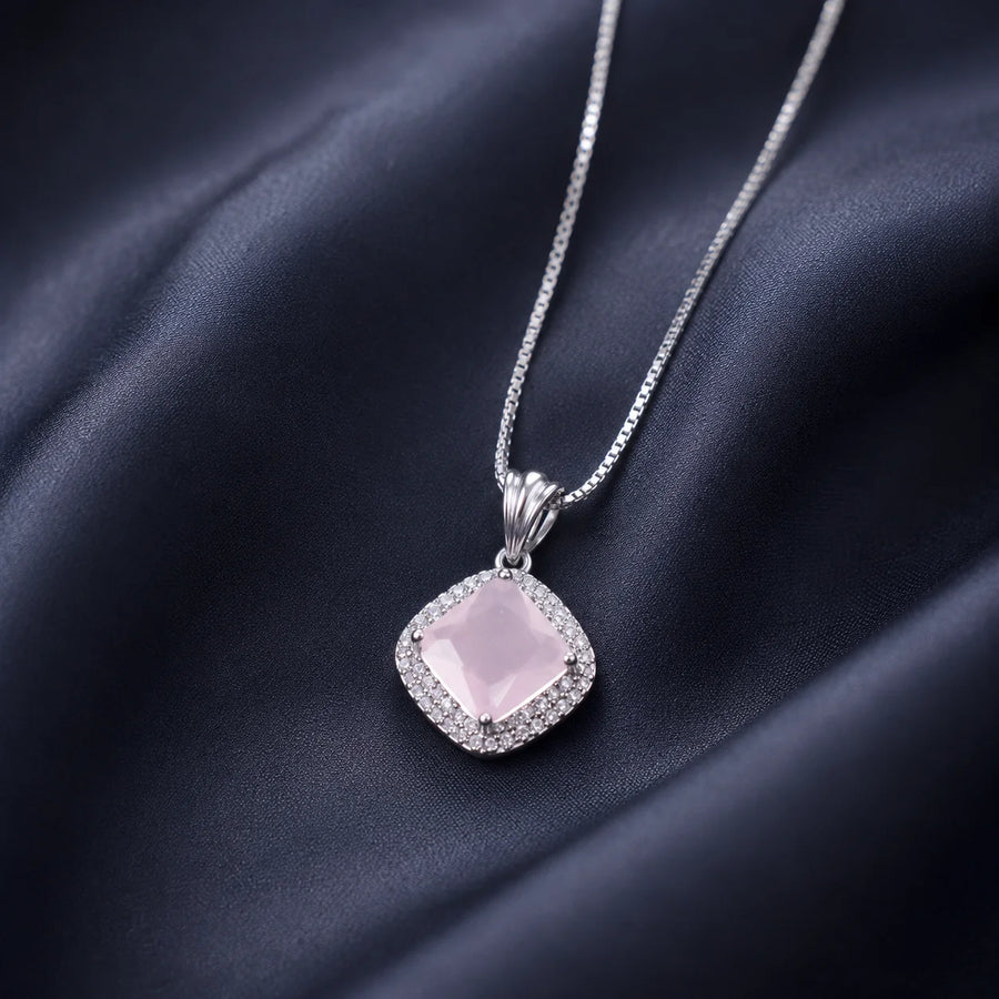 Pink Square Crystal Necklace