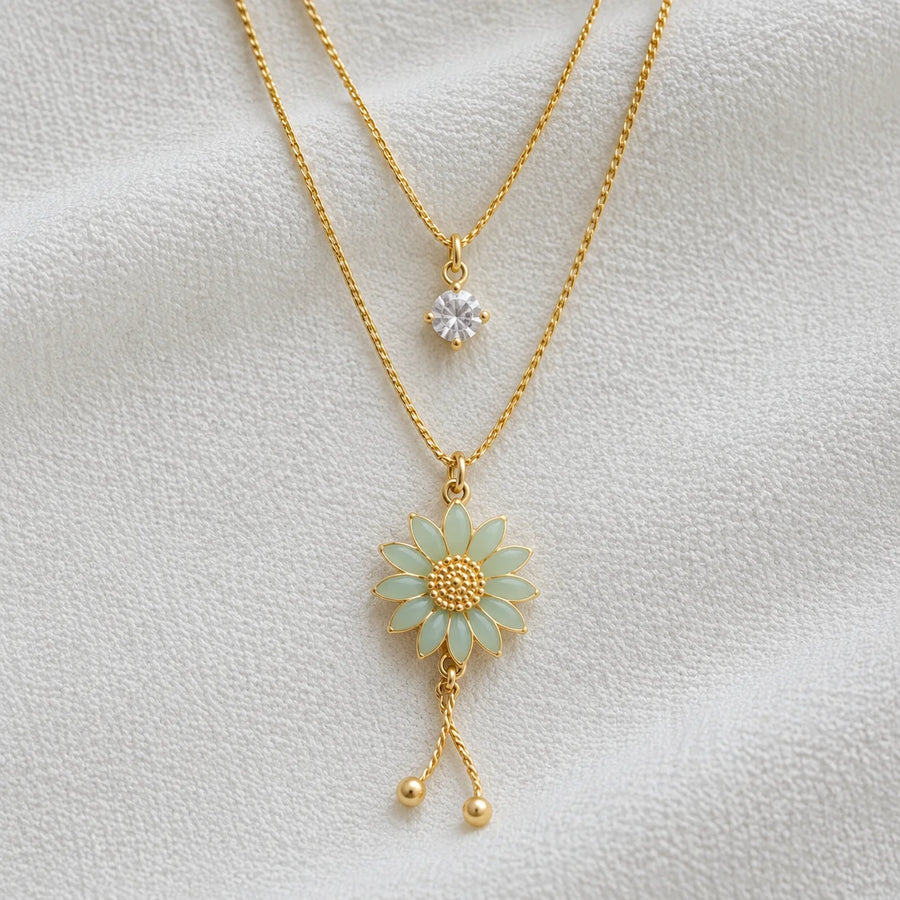Mint Flower Layered Necklace