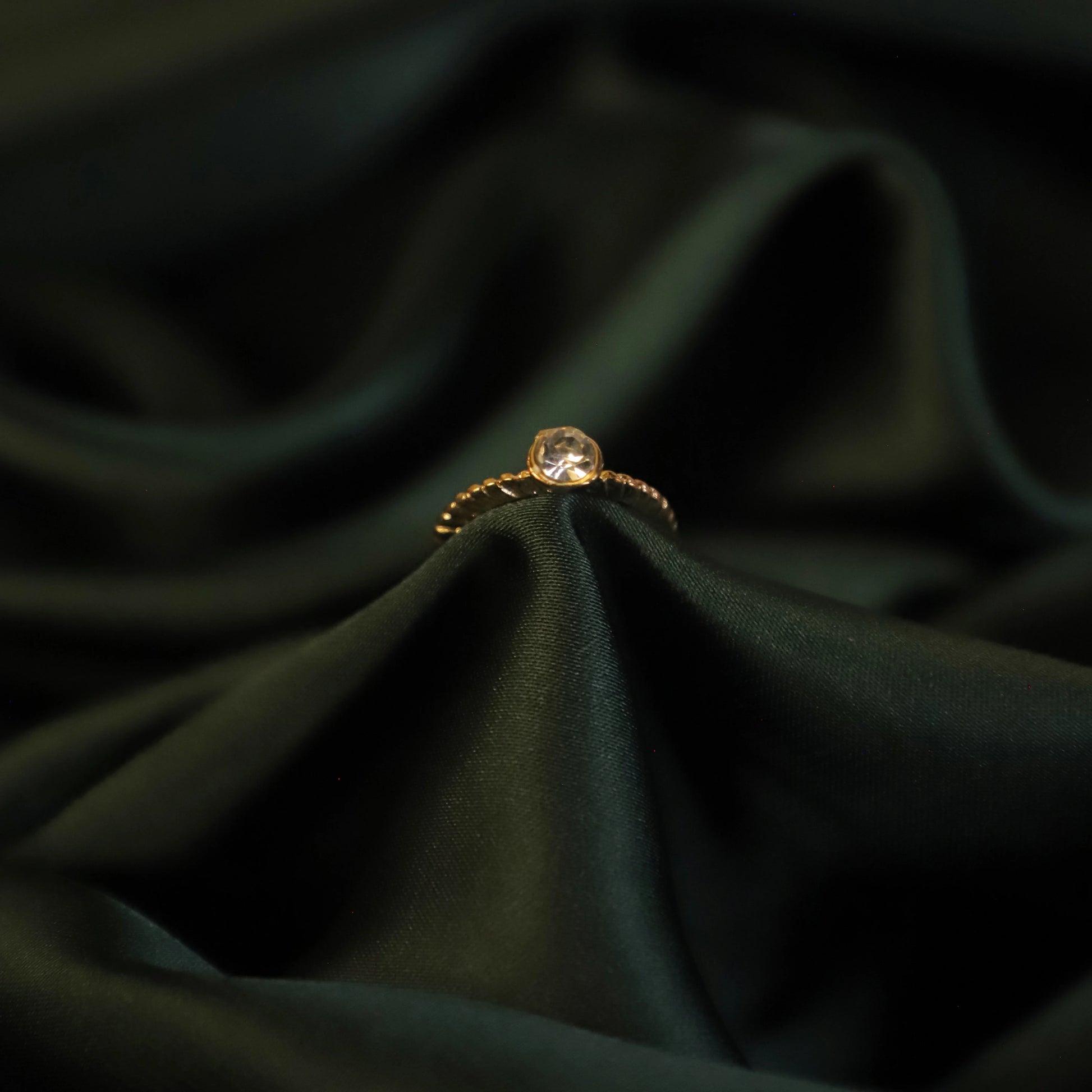 Round CZ Halo Stainless Steel Ring