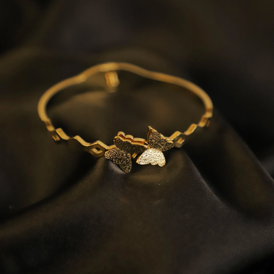 Polished Stainless Steel Butterfly Bracelet
