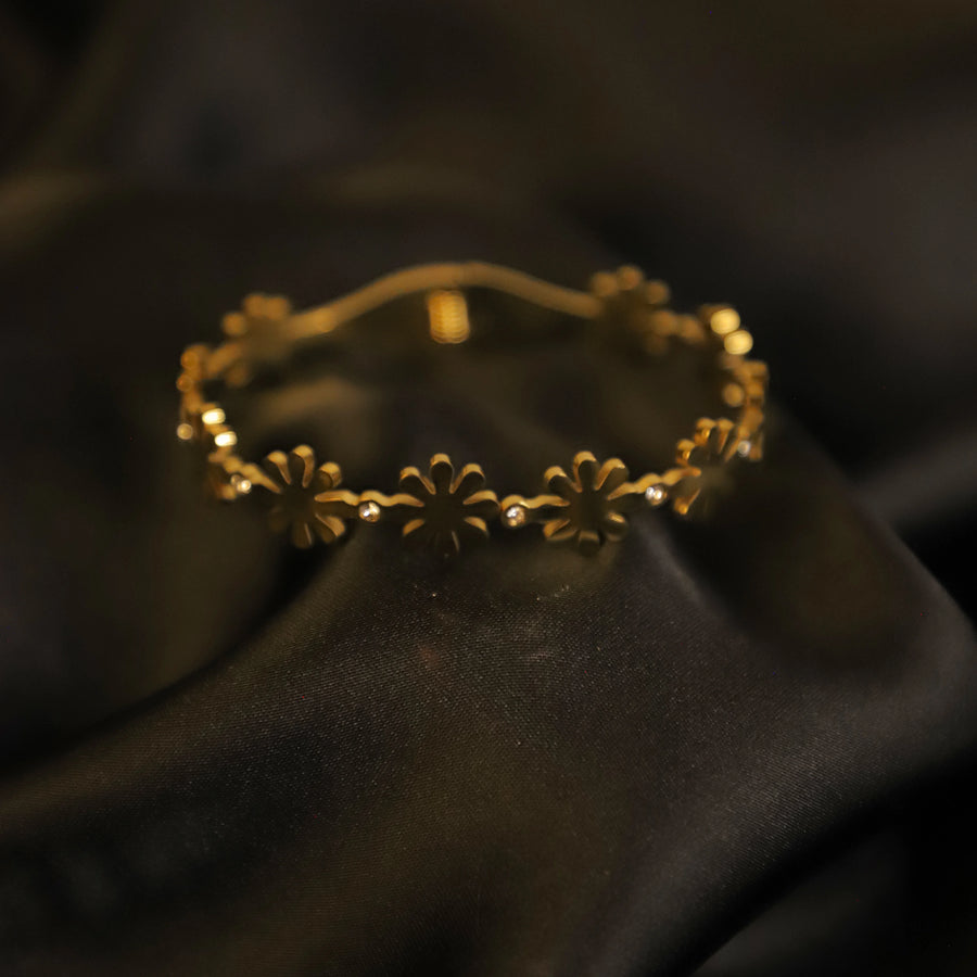 Flower Stainless Steel Diamond Bracelet